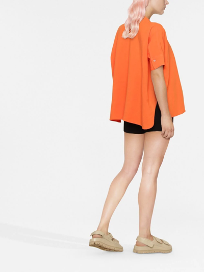 Shop Blanca Vita Linen-blend Shirt In Orange