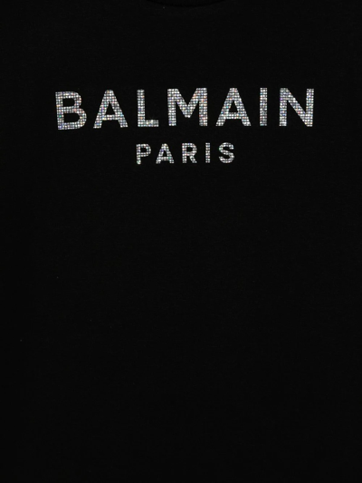 Balmain Logo-motif Crystal-motif T-shirt In Black