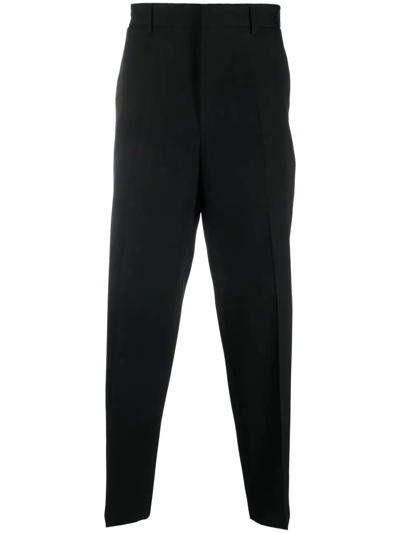 Jil Sander Wool Logo Trousers Tapered Leg In Schwarz