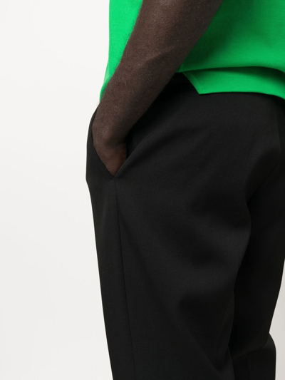 Jil Sander Wool Logo Trousers Tapered Leg In Schwarz