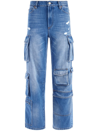 Shop Alice And Olivia Luis 5 Pocket Cargo Jeans In Blue