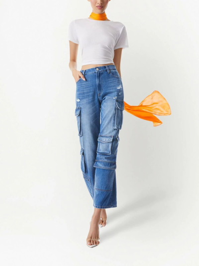 Shop Alice And Olivia Luis 5 Pocket Cargo Jeans In Blue