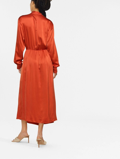Shop Forte Forte Tie Waist Midi Dress In Orange