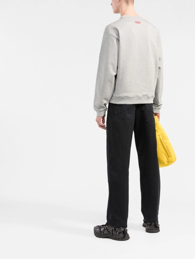 Shop Kenzo Logo-print Long-sleeve Sweatshirt In Grau
