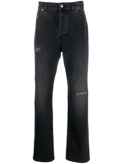Shop Missoni Distressed Straight-leg Jeans In Schwarz