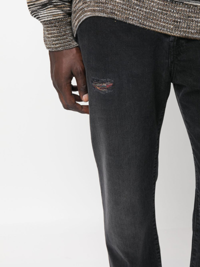 Shop Missoni Distressed Straight-leg Jeans In Schwarz