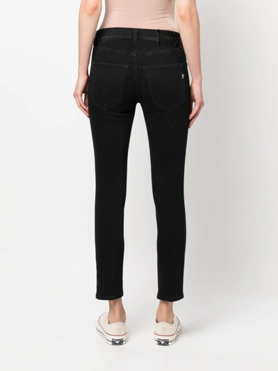 Shop Dondup High-waisted Cropped Skinny Jeans In Schwarz