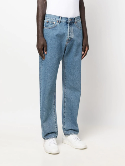 Shop Valentino Vlogo Straight-leg Jeans In Blau