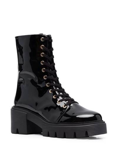 Stuart Weitzman Ankle Lace-up Fastening Boots In Schwarz