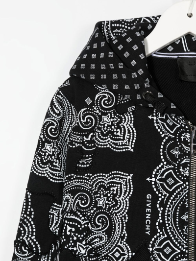 Shop Givenchy Bandana-print Zipped Hoodie In Black