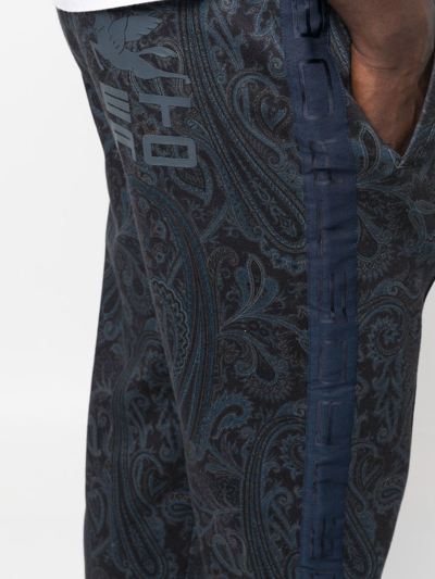Shop Etro Paisley-print Track Pants In Blau
