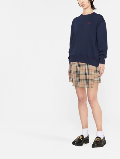 Shop Polo Ralph Lauren Polo-pony Embroidered Sweatshirt In Blau