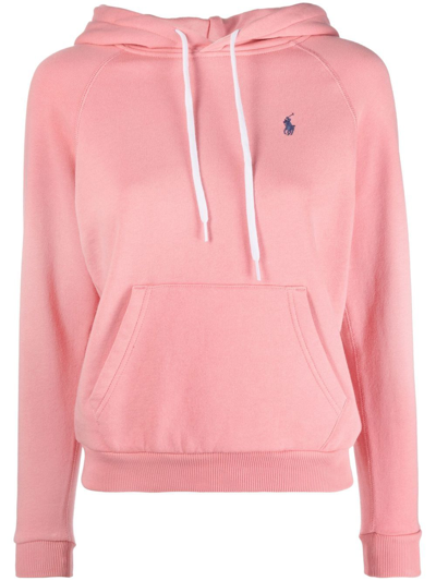 Shop Polo Ralph Lauren Logo-embroidered Drawstring Hoodie In Pink