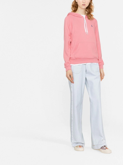 Shop Polo Ralph Lauren Logo-embroidered Drawstring Hoodie In Pink
