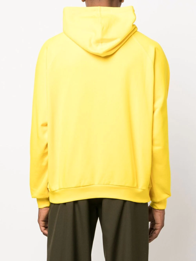 Sunnei Logo Embroidered Drawstring Hoodie In Gelb