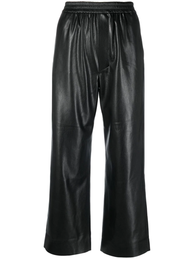 Shop Nanushka Cropped Straight-leg Trousers In Schwarz