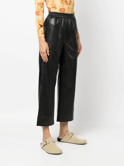 Shop Nanushka Cropped Straight-leg Trousers In Schwarz