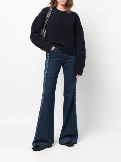 Shop Stella Mccartney Aran-knit Cropped Jumper In Blau