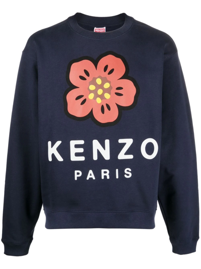 Kenzo Boke Flower Stretch-cotton Sweatshirt In Blue