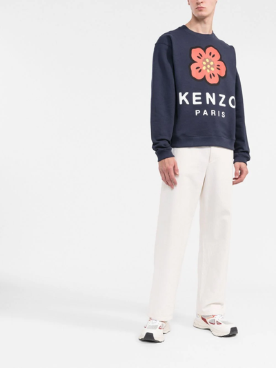 Kenzo Boke Flower Stretch-cotton Sweatshirt In Blue