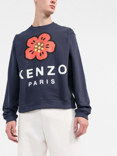Shop Kenzo Boke Flower Crew-neck Sweatshirt In Blue