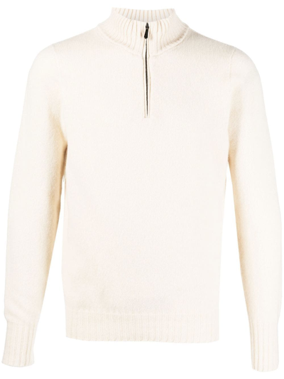 Shop Drumohr Ribbed Zipped Jumper In Nude