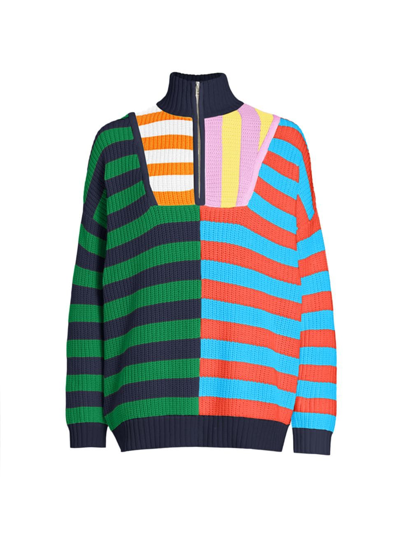 Shop Staud Hampton Colorblocked Sweater In Capri Stripe