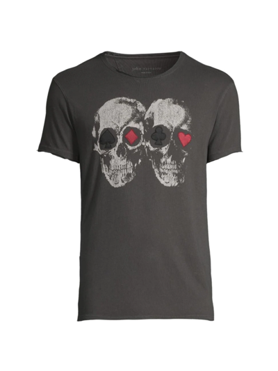 Shop John Varvatos Men's Double Down Skull T-shirt In Coal