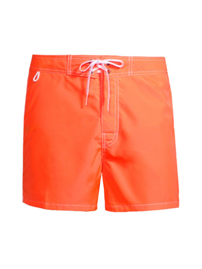 Shop Sundek Men's Classic Contrast-stitch Board Shorts In Fluo Orange