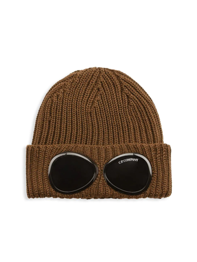 Shop C.p. Company Men's Wool Knit Beanie Hat In Bronze Brown