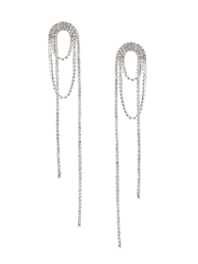 Shop Shashi Women's Vroom Rhodium-plated & Cubic Zirconia Drop Earrings In Silver