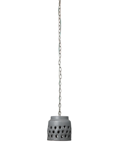 Shop Jamie Young Co. Perforated Ceramic Pendant Lamp In Grey