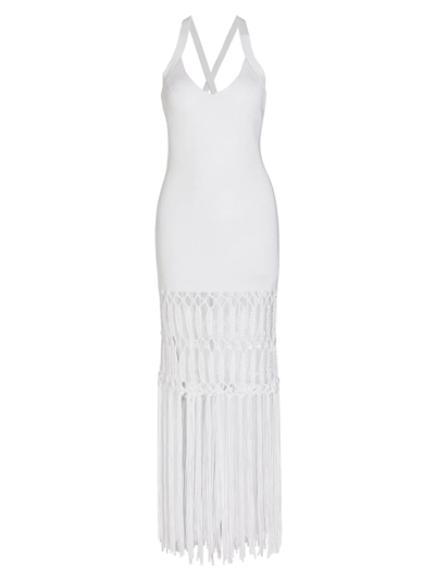 Shop Michelle Smith Women's  X Saks Mykonos Fringe Maxi Dress In Ivory