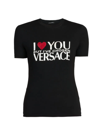 Shop Versace Women's Cotton Graphic T-shirt In Black