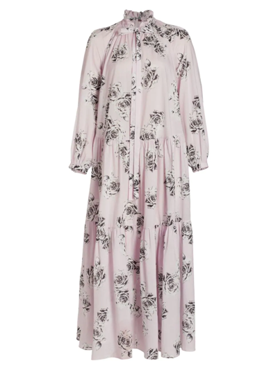 Shop Adam Lippes Women's Tiered Floral Maxi Dress In Pale Pink Floral