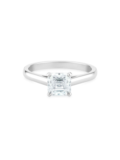 Shop De Beers Jewellers Women's Db Classic Platinum & Asscher-cut Natural Diamond Solitaire Engagement Ring In White