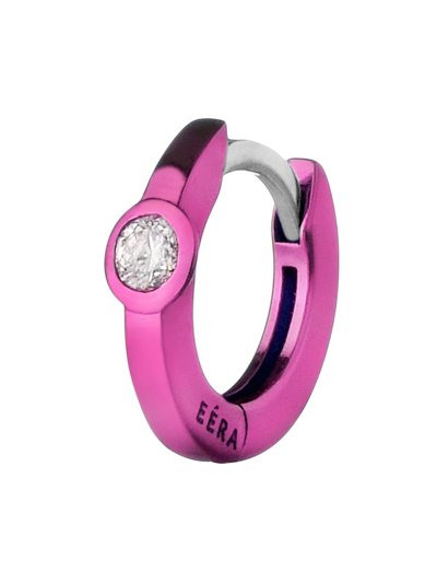 Shop Eéra Women's 18k White Gold & Diamond Huggie Hoop Earring In Pink