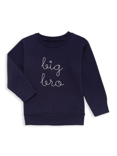 Shop Juju + Stitch Little Boy's Big Bro Classic Crewneck Fleece Sweatshirt In Navy