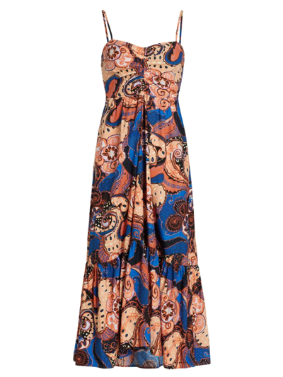 Shop A.l.c Women's Lilah Printed Fit-&-flare Dress In Terra Cotta Midnight Multi