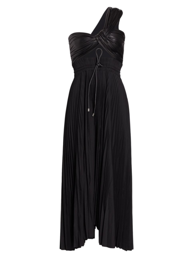 Shop A.l.c Women's Addie Cut-out Pleated Midi-dress In Black