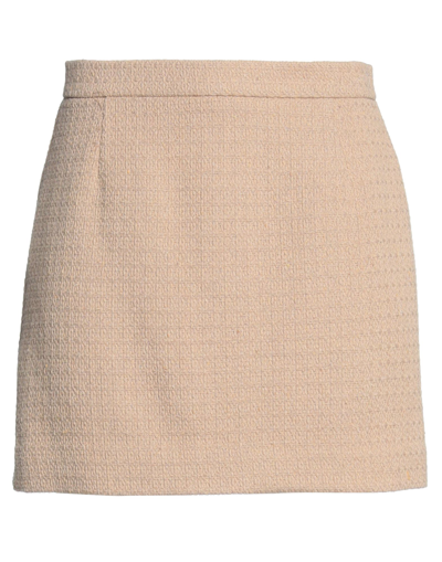Shop Vicolo Woman Mini Skirt Camel Size L Cotton, Polyester In Beige