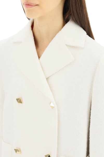 Shop Valentino Double-breasted Tweed Jacket In White