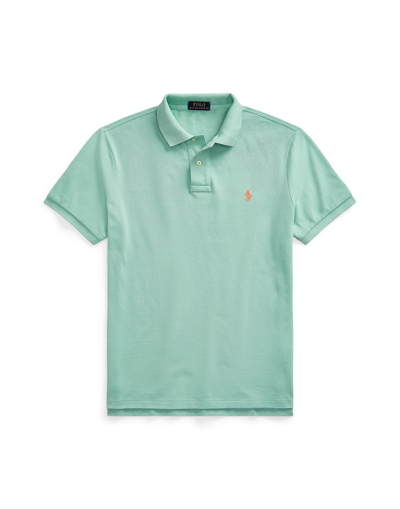 Shop Polo Ralph Lauren Custom Slim Fit Mesh Polo Shirt Man Polo Shirt Sage Green Size L Cotton