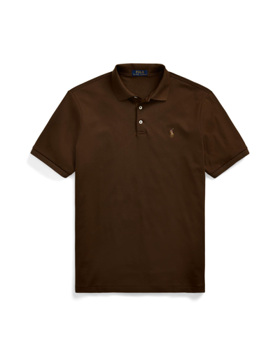 Shop Polo Ralph Lauren Custom Slim Fit Soft Cotton Polo Shirt Man Polo Shirt Cocoa Size M Cotton In Brown