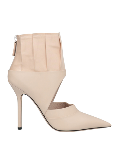 Shop Becki Coakley Woman Ankle Boots Beige Size 8 Soft Leather, Textile Fibers