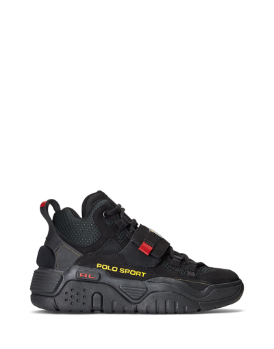 Shop Polo Ralph Lauren Ps100 High-top Sneaker Man Sneakers Black Size 9 Soft Leather, Textile Fibers