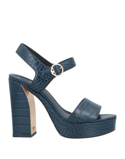 Shop Tory Burch Woman Sandals Slate Blue Size 7 Soft Leather