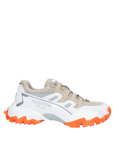 Shop Valentino Garavani Man Sneakers Khaki Size 10 Soft Leather, Textile Fibers In Beige