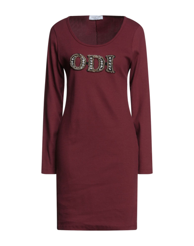 Shop Odi Et Amo Woman Mini Dress Brick Red Size L Cotton