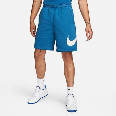 Shop Nike Men's Sportswear Club Graphic Shorts In Dark Marina Blue/dark Marina Blue